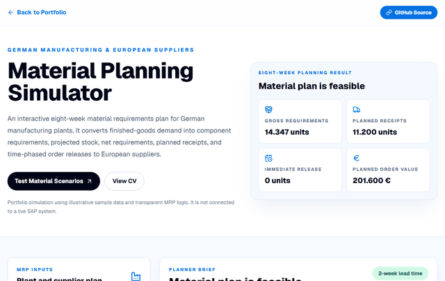 Material Planning Simulator preview